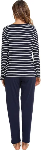 Vista 5 de Pijamas de algodón para mujer, ropa de dormir de manga larga con pantalones, suave y cómoda a rayas, conjunto de pijama para mujer