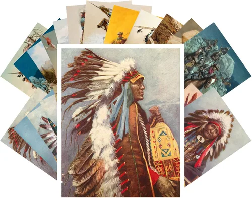 Vista 5 de PIXILUV Postales vintage 24 piezas Western Vintage película cartel salvaje oeste vaqueros indios acción
