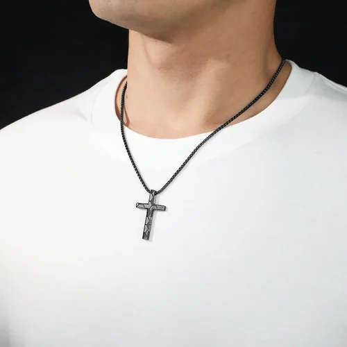 Vista 5 de Collar de cruz de fútbol para niños y hombres, inspirador cristiano con versículo bíblico con dije de cruz, cadena de acero inoxidable, joyería