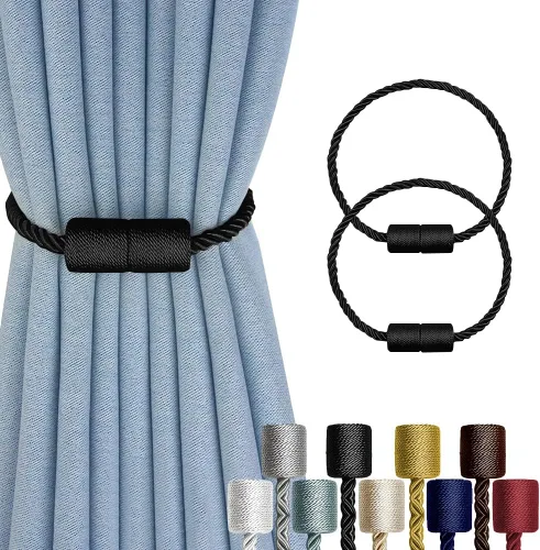 Vista 21 de Paquete de 2 alzapaños magnéticos fuertes para cortinas para exteriores, alzapaños decorativos modernos, hechos a mano, sujetadores decorativos