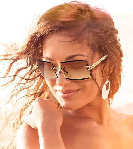 Vista 6 de Rcanedny 4 pares de gafas de sol rectángulo sin montura moda transparente gafas sin marco