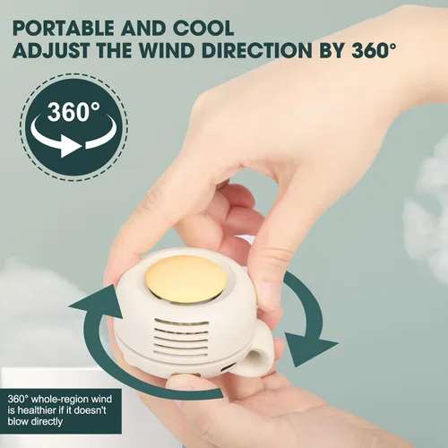 Vista 5 de enterlent Mini ventilador eléctrico portátil silencioso sin aspas, mini ventilador de torbellino para ventilador de clip de cintura (3 velocidades)