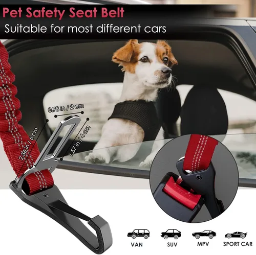Vista 18 de SlowTon Cinturón de seguridad para perro, correa de cinturón de seguridad ajustable para perro, 2 en 1, cinturón de seguridad para perro