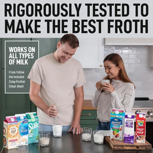 Vista 90 de Zulay Milk Boss Espumador de leche potente manual, hace espuma para latte, batidor para mezclar bebidas, café, miniespumador para capuchino, frappé