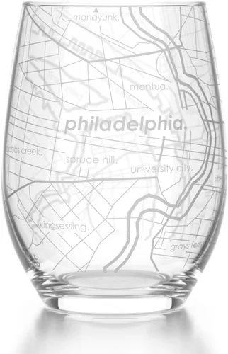 Vista 10 de Well Told Copa de vino sin tallo grabada con mapa de Atlanta, Georgia (15 oz, transparente) - Mapa de ciudad grabado, vaso personalizado, regalos