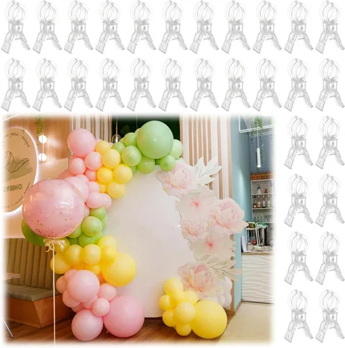 Vista 8 de LemonRoad Paquete de 10 Clips Grandes para Arco de Globos de Plástico Transparente con Resorte para Telón de Fondo de 3.5 Pulgadas, Abrazaderas