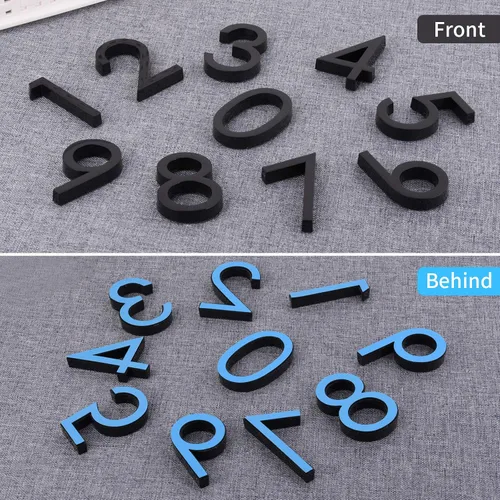 Vista 7 de Números de buzón autoadhesivos, calcomanías de número de dirección de puerta para oficina, efecto 3D elevado, cromado