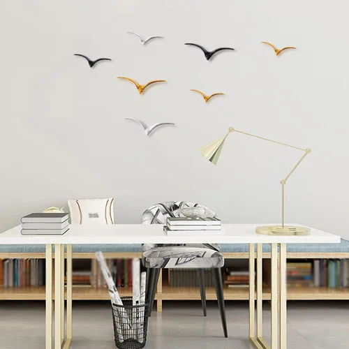Vista 4 de La La Pet® Decoración de pared de ganso salvaje, esculturas de pájaros voladores de cerámica, adorno de pared 3D, decoración costera para colgar