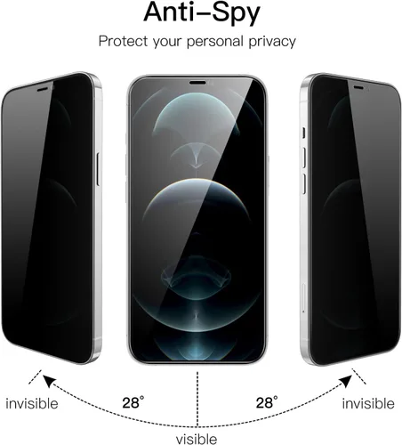 Vista 3 de JETech Protector de pantalla de cobertura completa de privacidad para iPhone 12 Pro Max de 6.7 pulgadas, película de vidrio templado antiespía