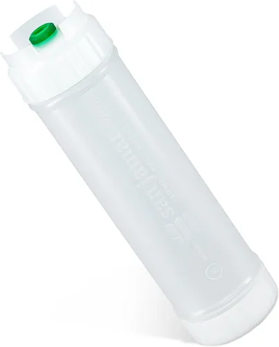 Vista 2 de San Jamar Ez Kleen - Botella de plástico para salsa con válvula pequeña para salsas finas y vinagretas, 20 onzas, color blanco, (paquete de 12)