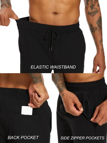 Vista 4 de Pantalones deportivos para hombre, cómodos y suaves, con bolsillos con cremallera, estilo holgado