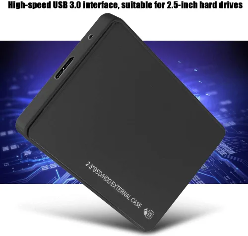 Vista 9 de Disco duro móvil, caja de disco duro, material ABS Interfaz USB 3.0 de alta velocidad para WINDOWS7/XP/Vista discos duros de 2.5 pulgadas (negro)