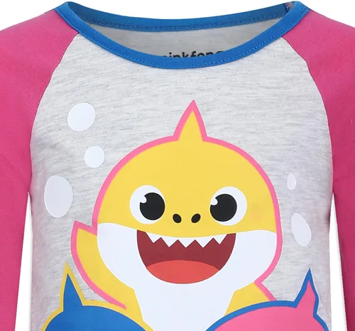 Vista 4 de Nickelodeon Baby Shark - Conjunto de camisa de manga larga y pantalón deportivo para bebés, niños pequeños y niños pequeños, color rosagris