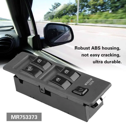 Vista 4 de Interruptor eléctrico de ventana para Pajero Montero 1990-2003, juego de botones de control maestro ABS negro, MR753373, 6.9 x 2.2 x 2.8 pulgadas
