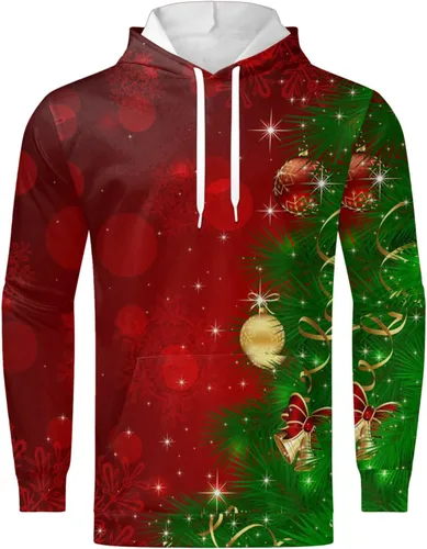 Vista 2 de Sudadera con estampado navideño de invierno para hombre, suéter feo de Navidad, suéteres feos de Navidad para hombres