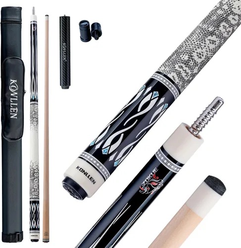 Vista 11 de KONLLEN Maple Pool Cue Stick, Low Deflection with Extension and Case Hard maple shaft, 3/8x8 joint, leather grip, 19-20oz adjustable weight, 8 in