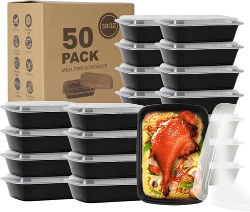 Vista 8 de Ezalia Paquete de 50 - Recipientes para Preparación de Comidas de 32 oz, Recipientes de Plástico para Preparación de Alimentos Reutilizables, A