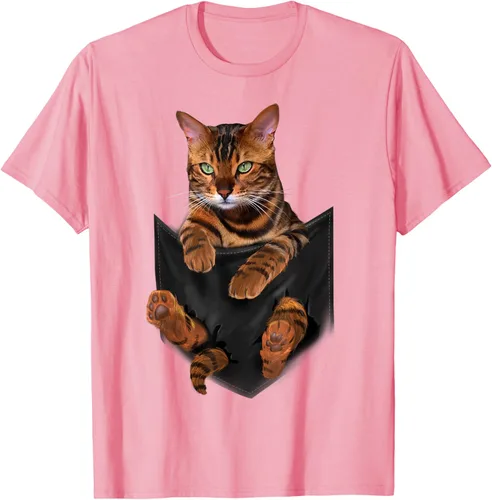 Vista 99 de Camiseta de bolsillo con estampado de tigre y gato Negro