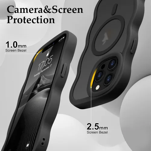 Vista 5 de Pepmune - Funda para iPhone 12 Pro Max con marco ondulado y estructura rígida, color mate claro, cubierta trasera unisex, compatible con Magsafe