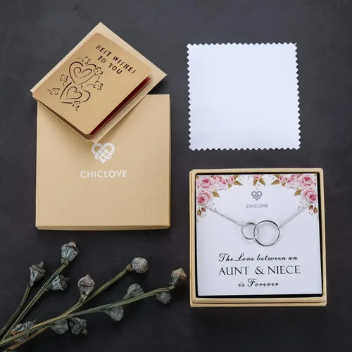 Vista 6 de CHICLOVE Regalo para tía y sobrina, el amor entre tía y sobrina es para siempre, collar de plata de ley para tía y sobrina, Plata esterlina