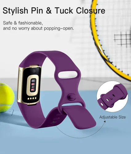 Vista 3 de Maledan Correa deportiva compatible con Fitbit Charge 5/Charge 6 bandas para mujeres y hombres, correa de repuesto suave e impermeable para Fitbit