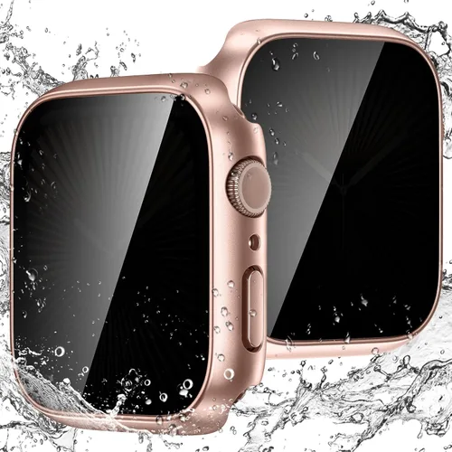 Vista 12 de Goton Estuche de Privacidad Resistente al Agua para Apple Watch Protector de Pantalla, Película de Vidrio Templado Anti-Espía Funda de PC Rígida