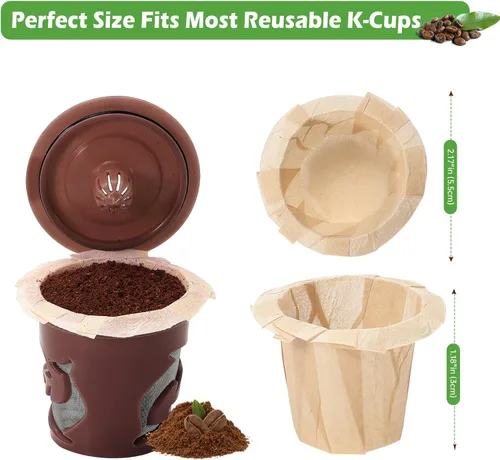 Vista 5 de Aussen Filtros de papel desechables para café, reemplazo para filtros Keurig, compatible con todos los filtros de una sola porción de Keurig