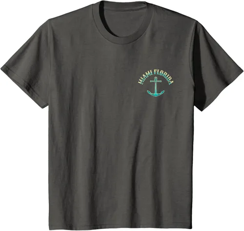 Vista 56 de Camiseta con diseño de pesca en la parte delantera y trasera de Miami Florida USA, Negro
