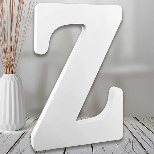 Vista 25 de AOCEAN Letras de madera blanca de 8 pulgadas, letras de madera sin terminar para pared, letras decorativas de pie en rodajas, decoración de tablero