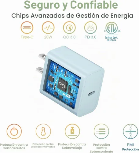 Vista 2 de Bloque de cargador USB C para iPhone 17 Cargador de pared Adaptador de corriente de 20 W para iPhone 17/17 Air/17 Pro/17 Pro Max, 16 15 14 13 12 11