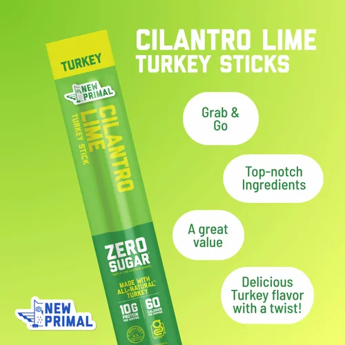 Vista 4 de The New Primal Cilantro Lime Turkey - Barra de pavo, de pavo de pastoreo, con aprobación del programa Whole30, apto para dietas paleo, cetogénica