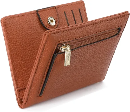 Vista 8 de GAEKEAO Billetera delgada para mujer, tarjetero con bloqueo RFID, billetera plegable con bolsillo para monedas con cremallera, ventana