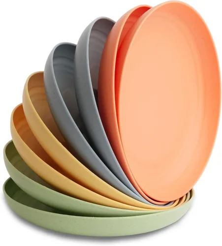 Vista 25 de Nook Theory Juego de 8 platos reutilizables de paja de trigo - Platos de cena no tóxicos y sin plástico para niños y adultos, plato ligero