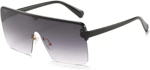 Vista 2 de W&Y YING Gafas de sol de gran tamaño con parte superior plana para hombres y mujeres, semirremolques, elegantes y de gran tamaño, gafas deportivas