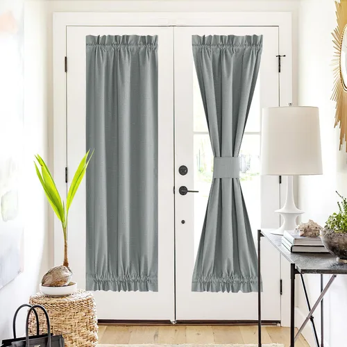 Vista 62 de NICETOWN Cortinas de Lino para Puerta Lateral - Cortinas Opacas con Aislamiento Térmico para Puerta Delantera Francesa para Sombra Pequeña