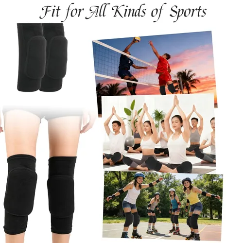 Vista 3 de 14 pares de rodilleras de voleibol, medianas, negras, suaves, transpirables, para hombres y mujeres, bailarines, yoga, correr, fútbol, patinaje