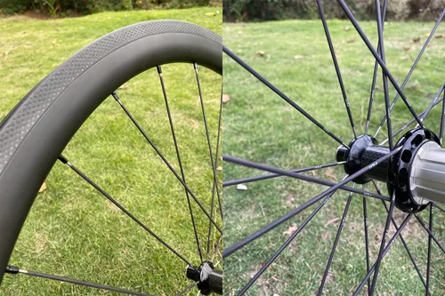 Vista 6 de Material de fibra de carbono Radios de bicicleta de 9.724 in - 12.087 in con tapas de cobre, cubo de tracción recta, radios de rueda plana recta