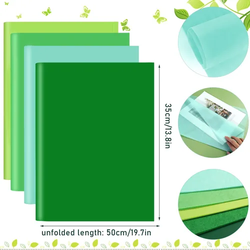 Vista 6 de 100 hojas de papel de seda verde a granel para bolsas de regalo, 20 x 14 pulgadas, papel de seda para regalo para el día de San Patricio, Navidad