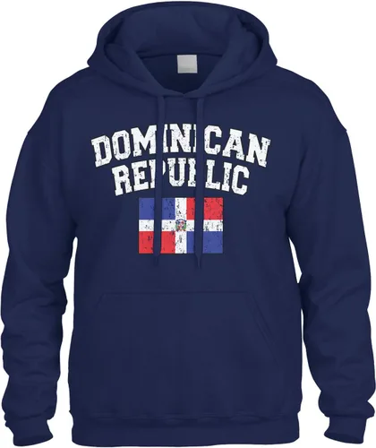 Vista 5 de Cybertela Sudadera con capucha con capucha y bandera de la República Dominicana desteñida Negro