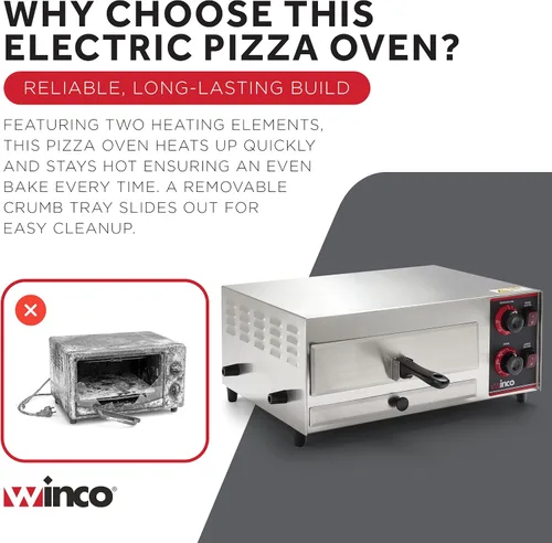 Vista 6 de Winco Horno eléctrico para pizza de grado comercial