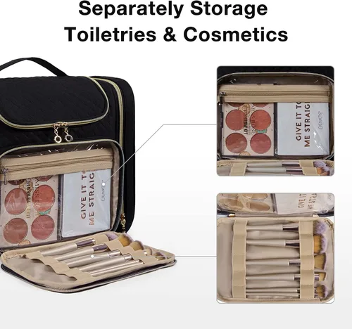 Vista 3 de BAGSMART - Estuche de viaje para artículos de aseo personal para mujeres, neceser impermeable para cosméticos y maquillaje, organizador de viaje