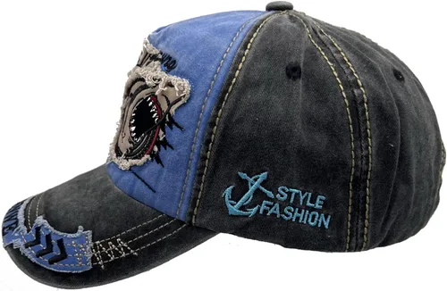 Vista 2 de Retro Shark Embroidered Baseball Cap Cotton Washable Snapback Hat Men Women Stretch Truck Caps Dad Hats