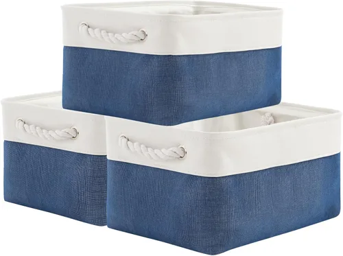 Vista 64 de TheWarmHome Contenedores de almacenamiento para estantes, tamaño mediano, 3 unidades, 13.8 pulgadas de largo x 9.8 pulgadas de ancho x 6.7 pulgadas