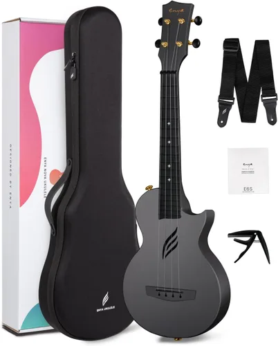 Vista 10 de Enya NOVA U MINI 21-Inch Carbon Fiber Soprano Travel Ukulele, Black Negro