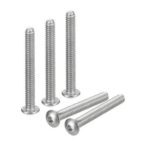 Vista 30 de uxcell #2-56x1 Tornillos con cabeza de botón y muesca hexagonal, 50 unidades de pernos hexagonales de acero inoxidable 304, tornillos allen de rosca