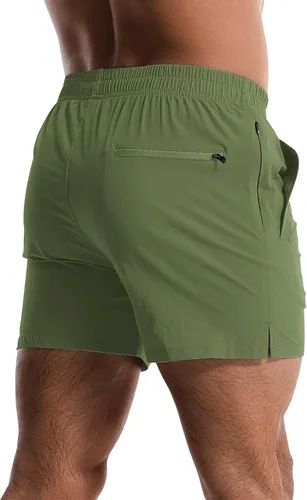 Vista 3 de Lempue Paquete de 2 pantalones cortos deportivos para hombre de 5 pulgadas, de secado rápido, pantalones cortos de entrenamiento para gimnasio