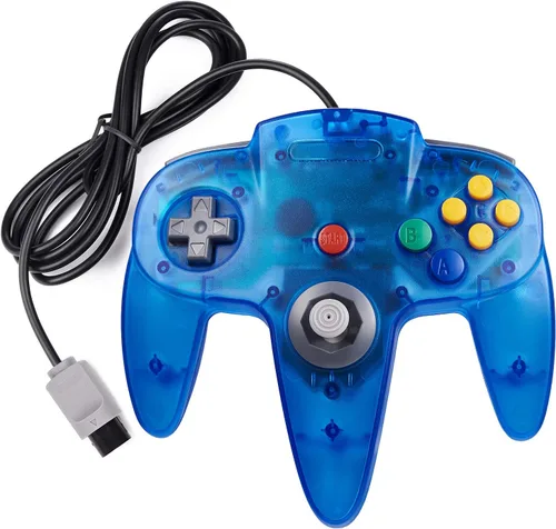 Vista 8 de KIWITATA Classic N64 Controller, Retro N64 Wired Game Pad Joystick Remote Controller for N64 System Video Games Console Clear Blue