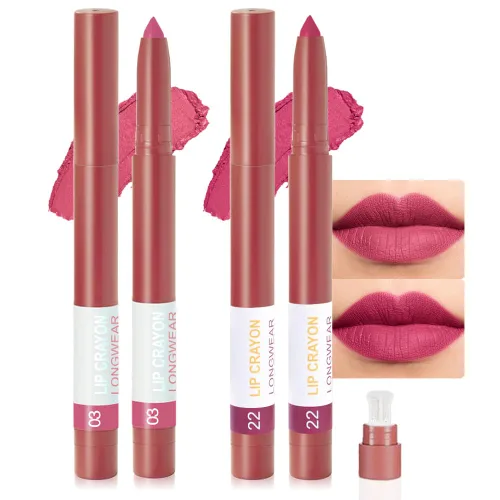 Vista 12 de BINGBRUSH Combo de delineador de labios y lápiz labial 2 en 1, lápiz labial mate, de larga duración, impermeable, lápiz labial, a prueba de manchas