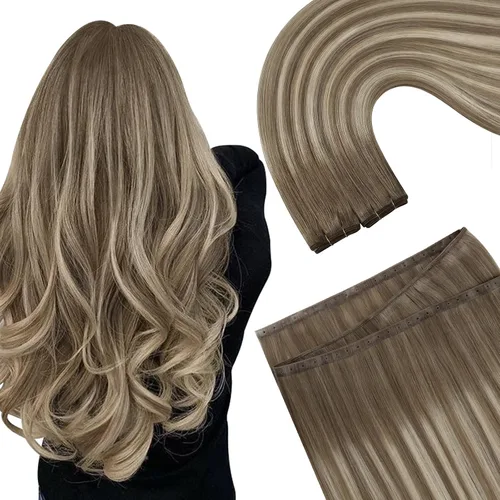 Vista 10 de Ugeat Extensiones de cabello humano de trama de mariposa, color negro, 16