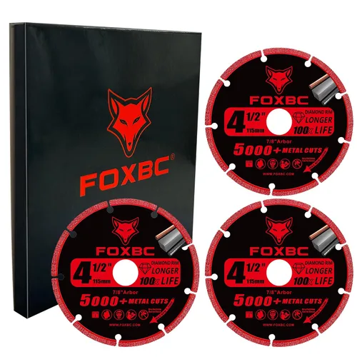 Vista 3 de FOXBC Rueda de Corte de Diamante de 4-1/2 Pulgadas, Corte de Metal para Amoladora Angular, Más de 5000 Cortes en Varilla Corrugada, Acero